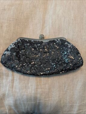 Sequin Evening Clutch Bag in Black
